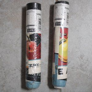 York Fruit Crate Label Wallpaper Border Apple Peach Cherry Pear Country Vintage